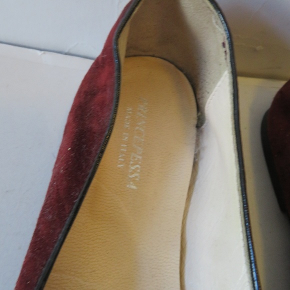 PRINCIPESSA MAROON/DARK RED SUEDE FLATS 8 - Picture 3 of 7